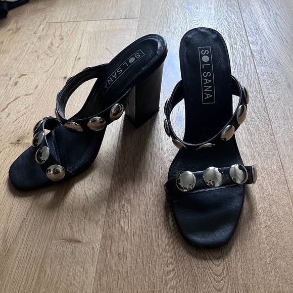 Sol Sana Black Mules with Silver Hardware Size 38 from Revolve - Picture 2 of 7